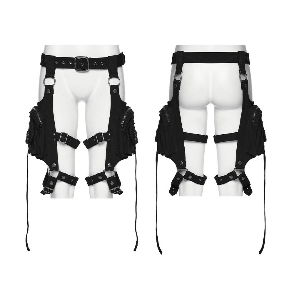 Adjustable Punk Leg Harness with Dual Pocket Bags