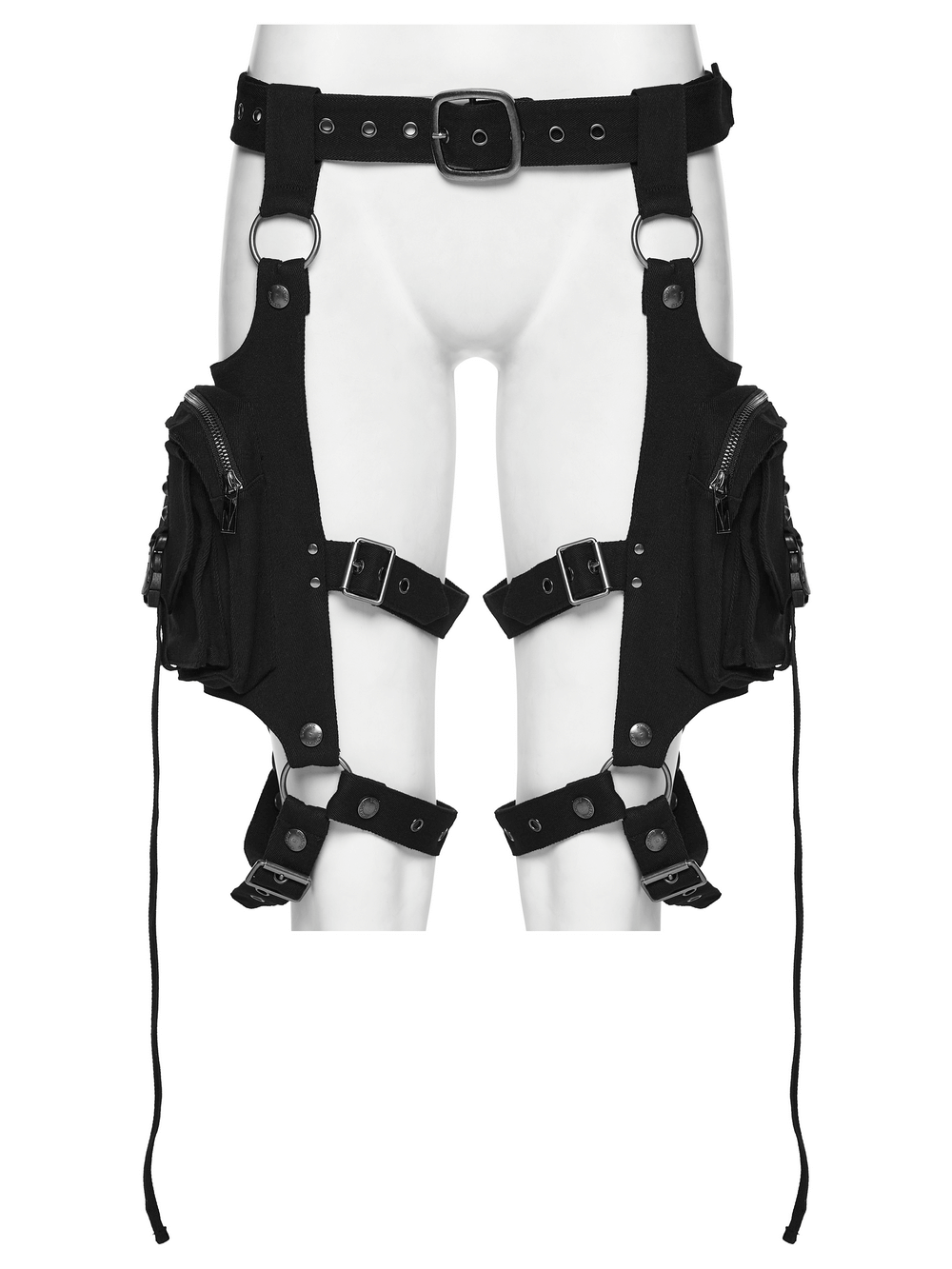 Adjustable Punk Leg Harness with Dual Pocket Bags
