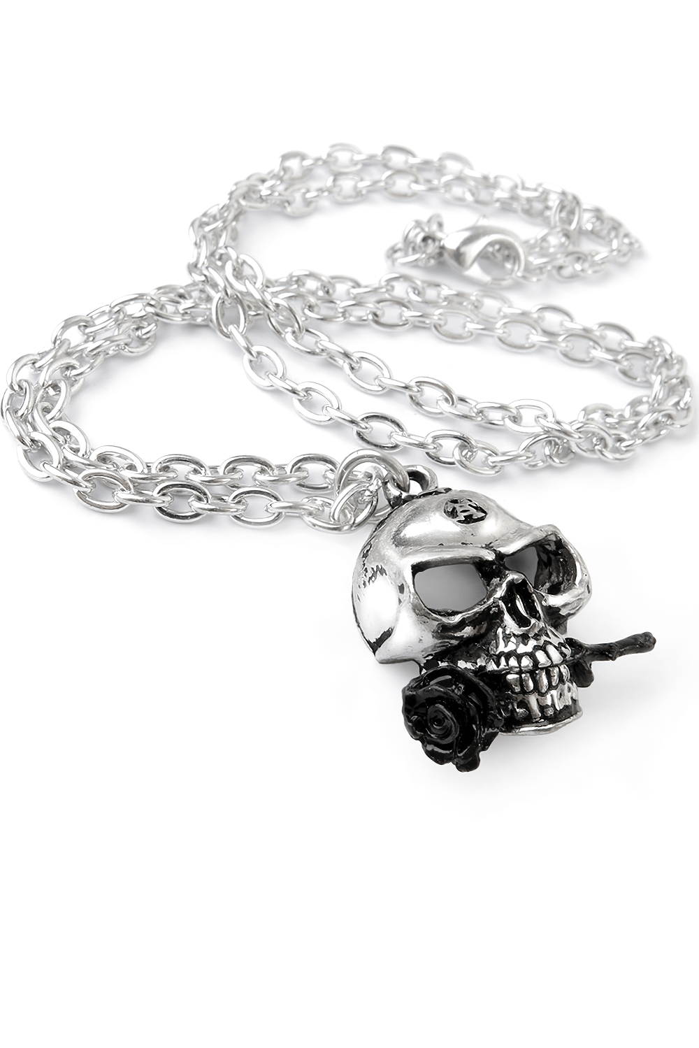 Alchemist Skull Pendant with Black Rose Accent