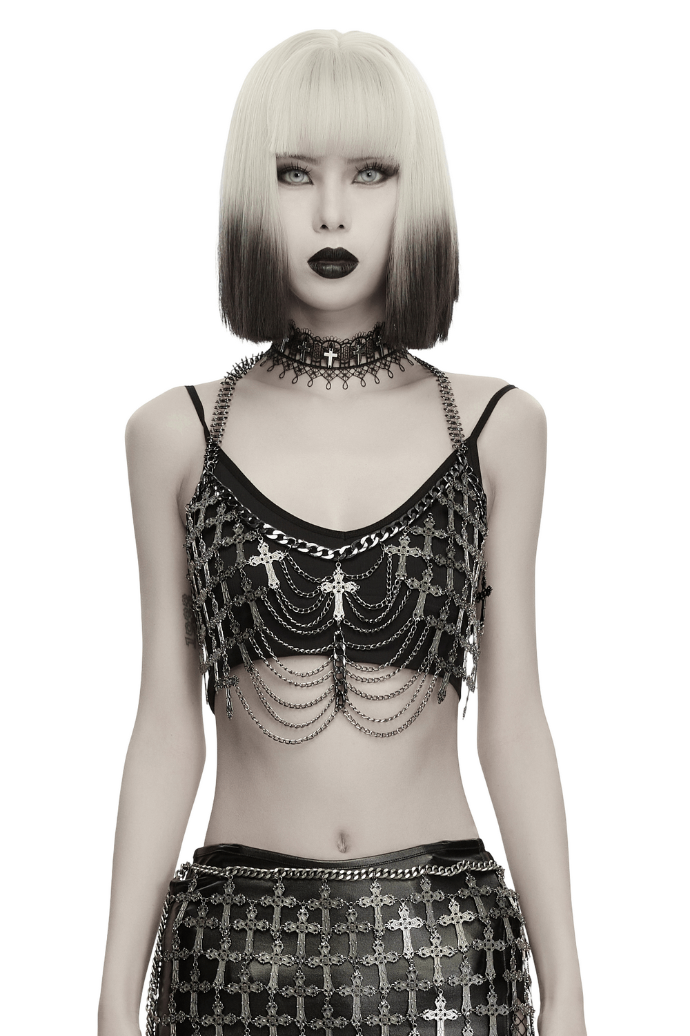 Alternative Cross Body Chain with Layered Drapes
