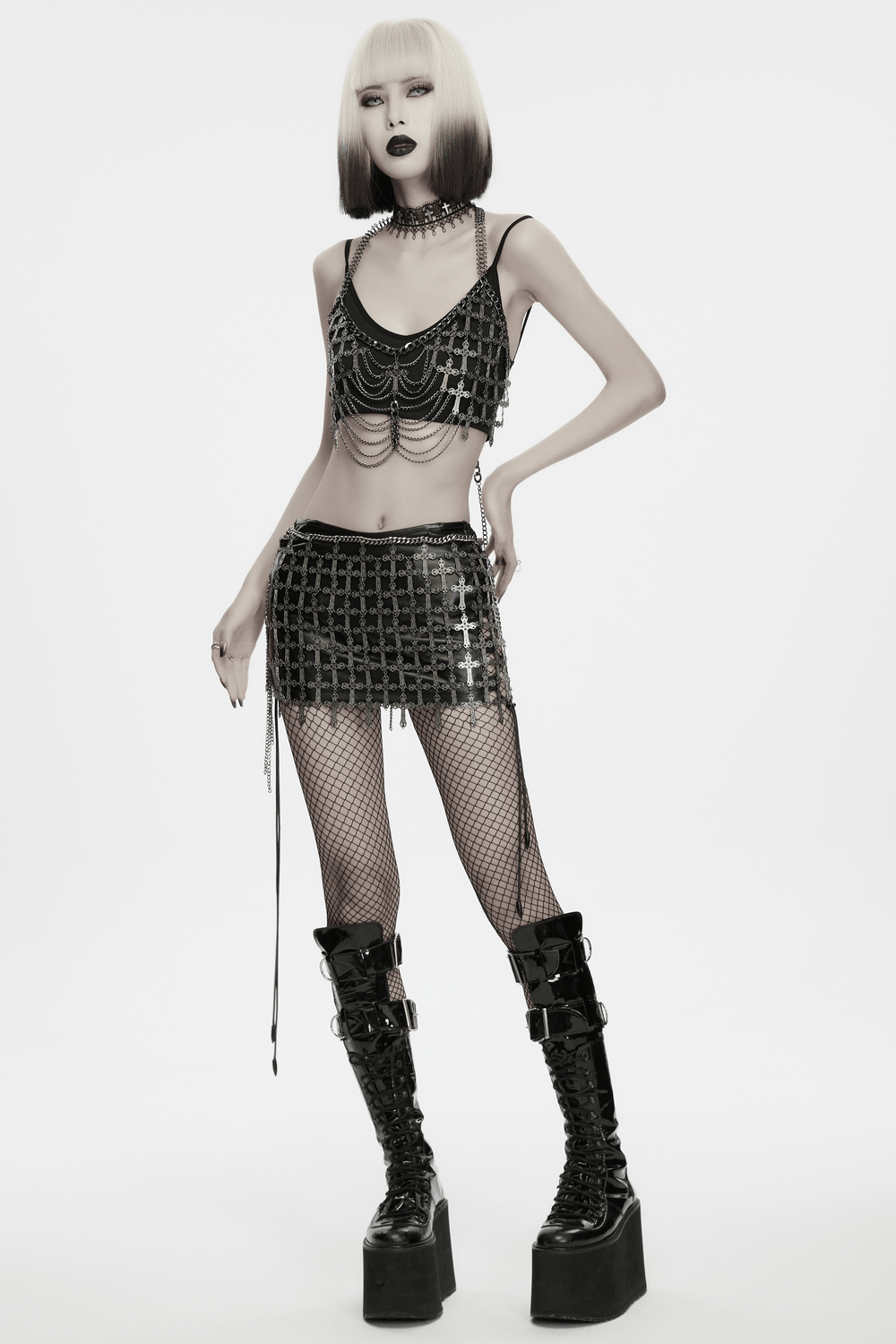 Alternative Cross Body Chain with Layered Drapes