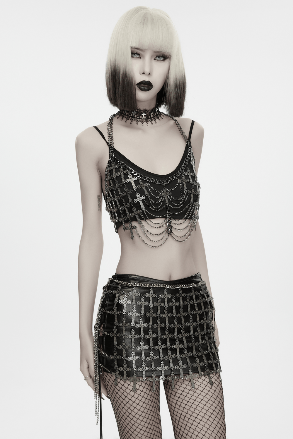 Alternative Cross Body Chain with Layered Drapes
