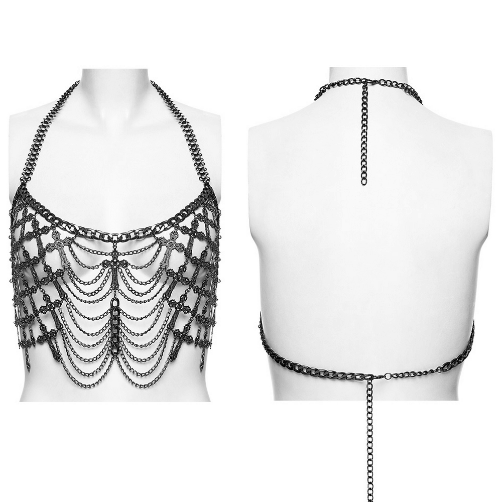 Alternative Cross Body Chain with Layered Drapes