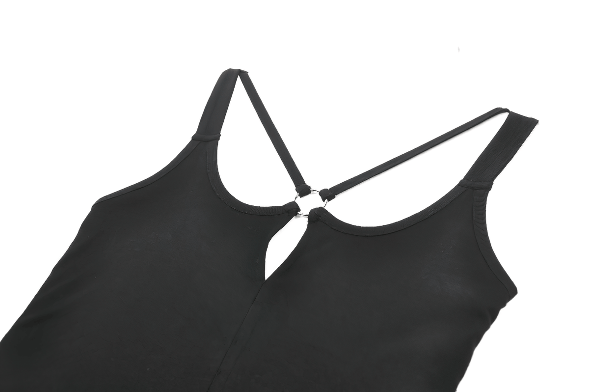 Alternative Halter Mini Dress with Cross Strap Neckline