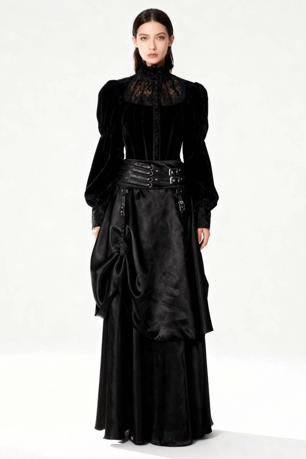 Alternative Skirt with Bustle Draping and Waist Buckles