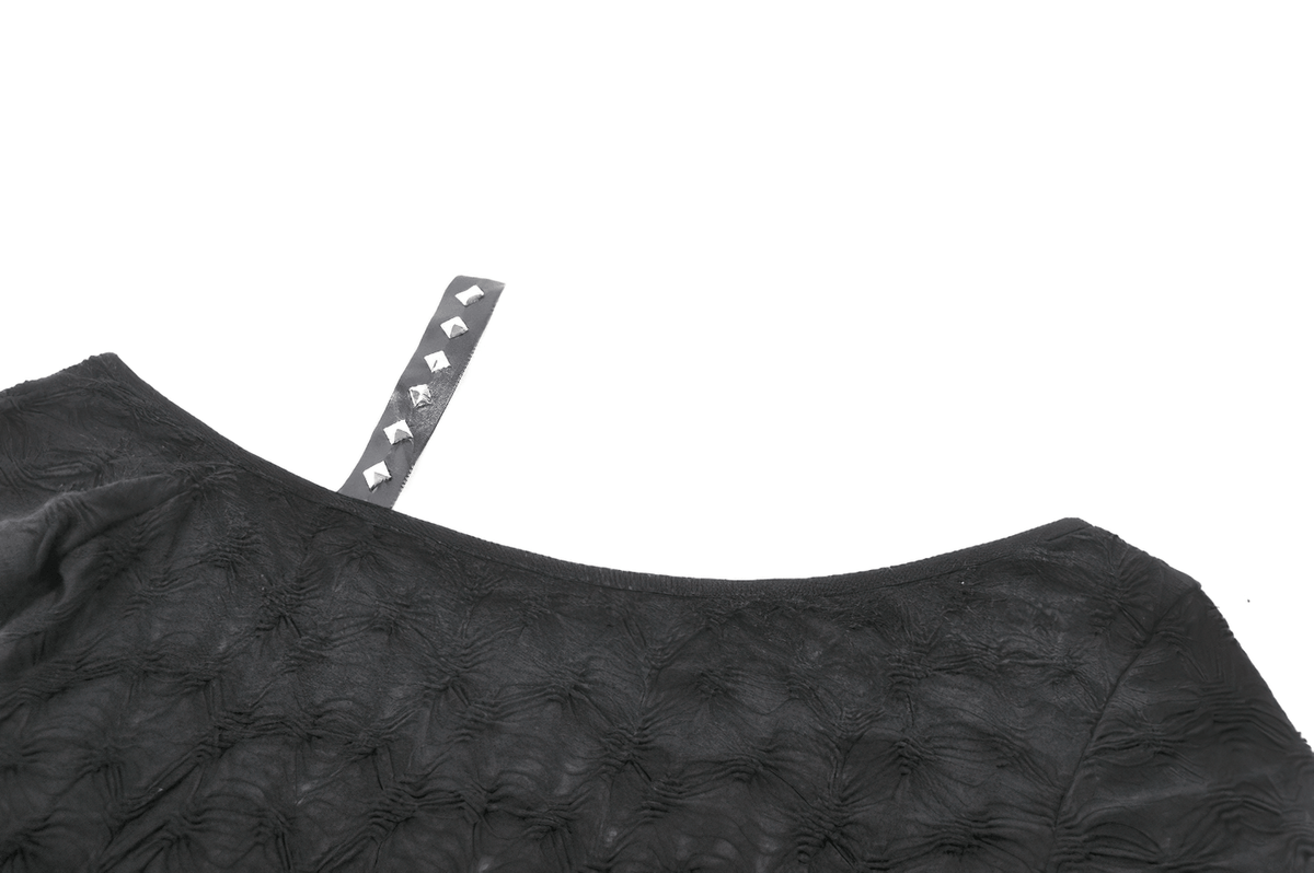 Alternative Spider Lace One Shoulder Studded Top