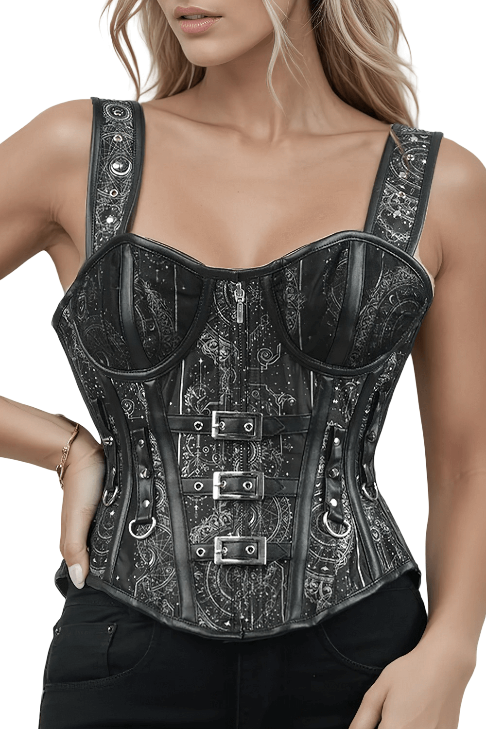 Astrological Zodiac and Geometric Overbust Corset