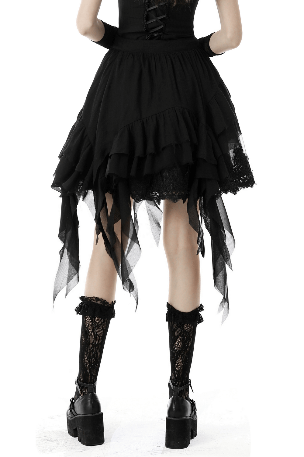 Asymmetric Layered Ruffle Skirt for Punk and Festival Look