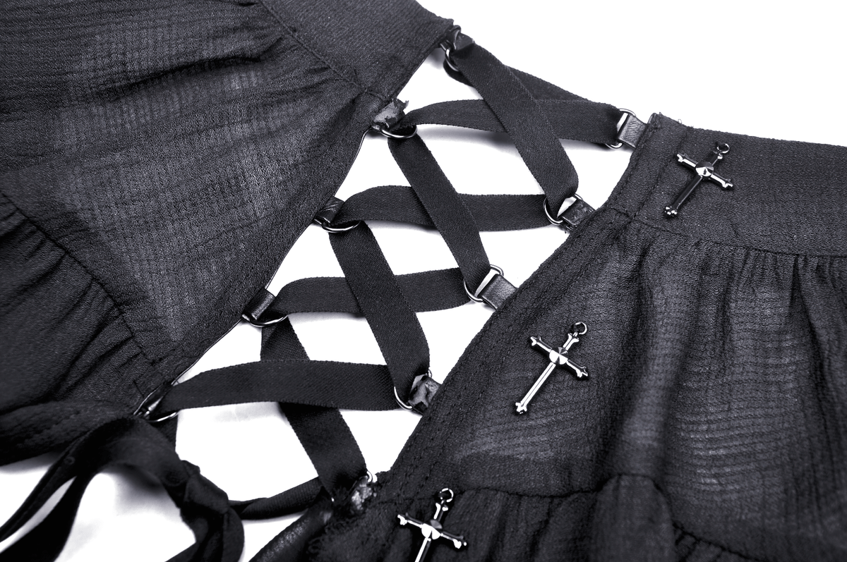 Asymmetric Layered Ruffle Skirt for Punk and Festival Look