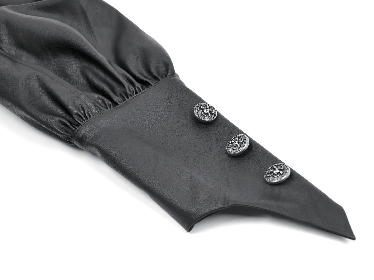 Asymmetric Punk Leather Shoulder Cape with Strap Detailing