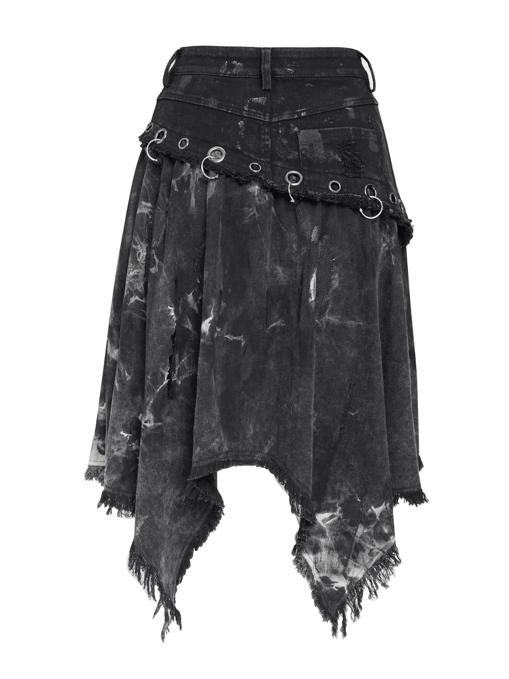 Asymmetric Skirt with Rings and Frayed Hem for Women