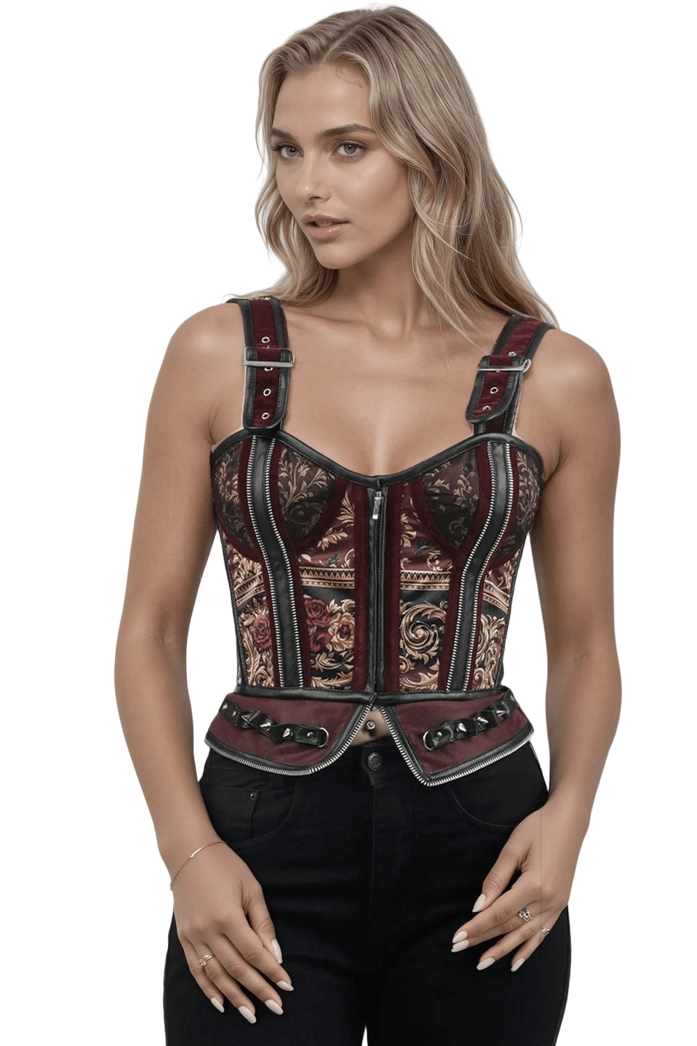 Baroque Scrolls and Floral Gothic Overbust Corset