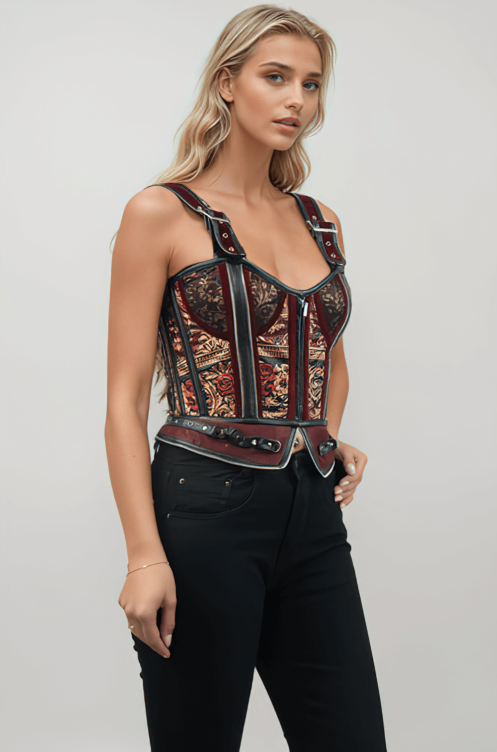 Baroque Scrolls and Floral Gothic Overbust Corset
