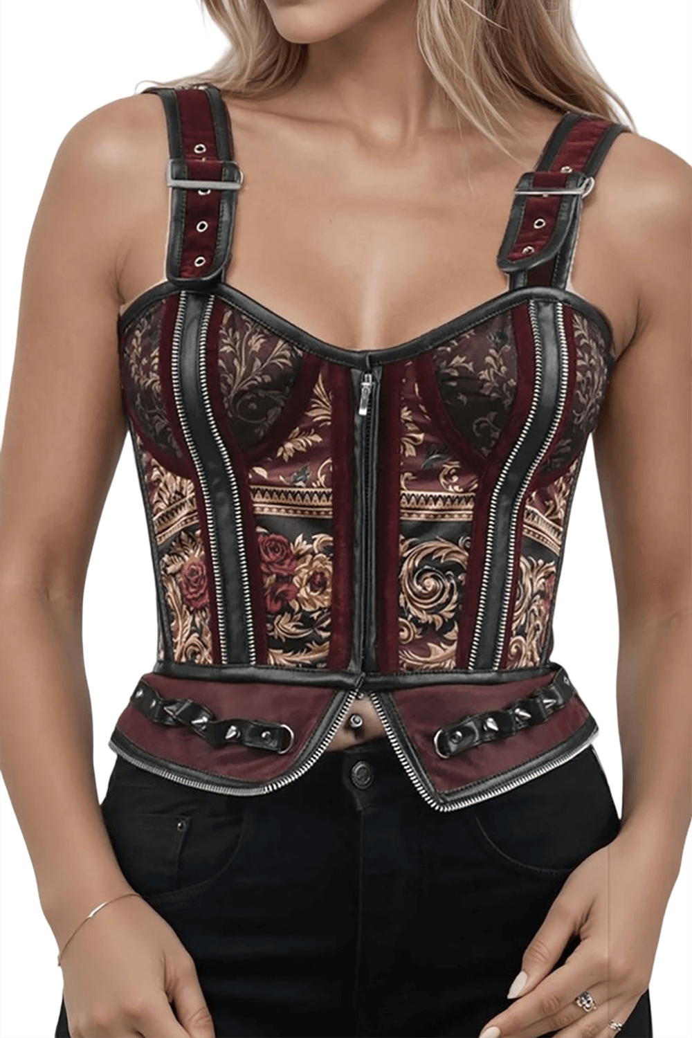 Baroque Scrolls and Floral Gothic Overbust Corset