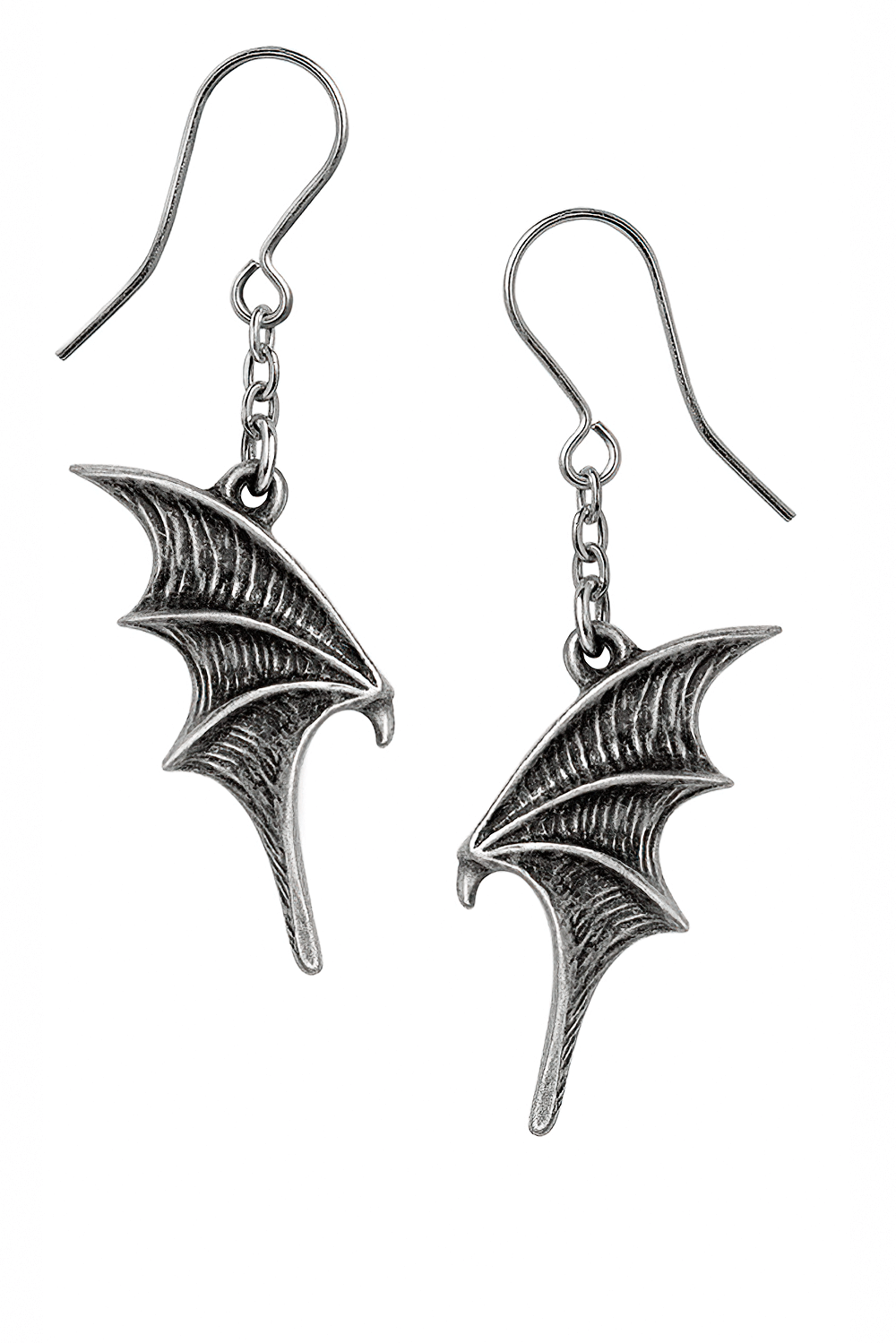 Bat Wing Drop Earrings in Fine Antiqued Pewter