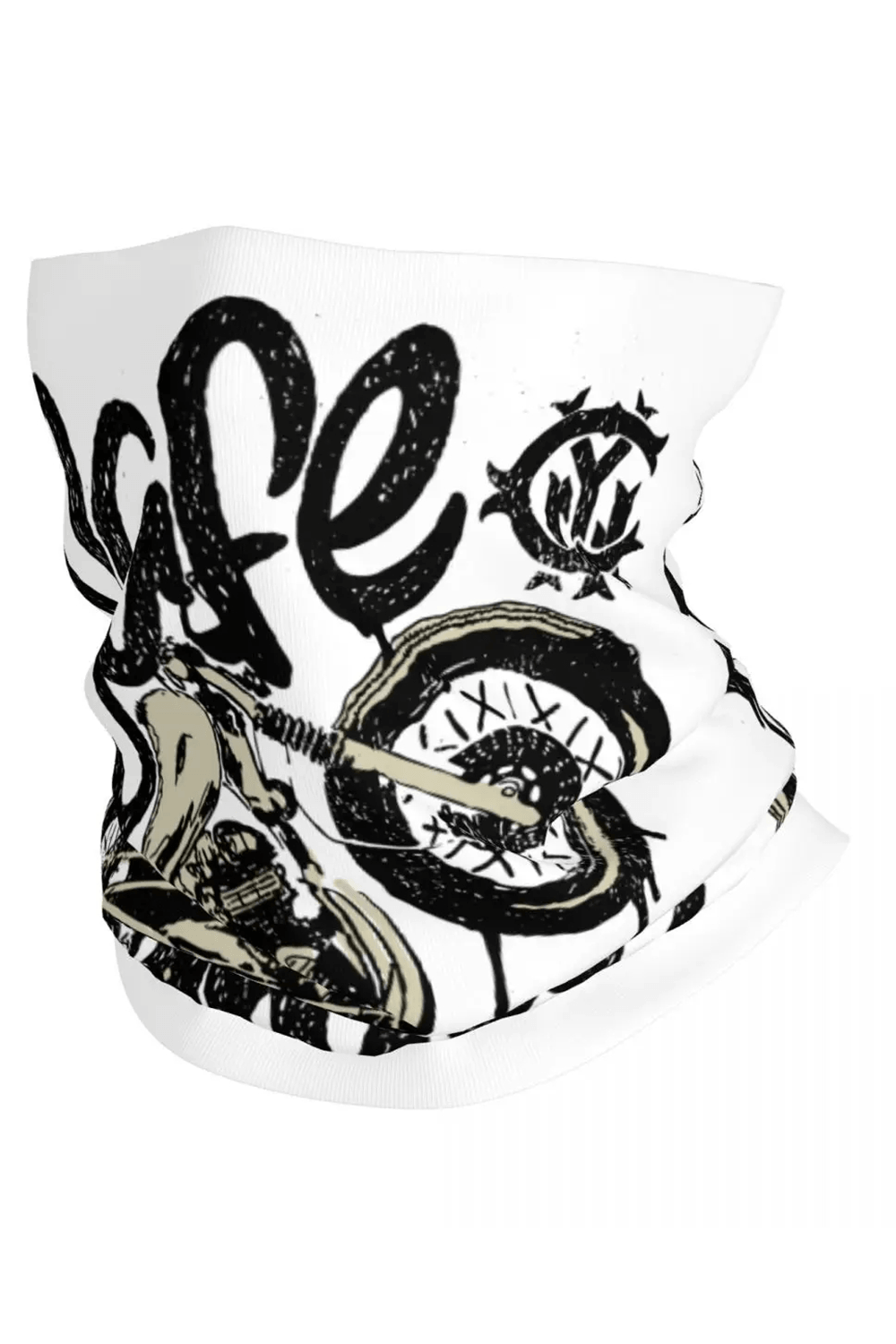 Biker Tube Scarf with Vintage Moto Graphic Artwork