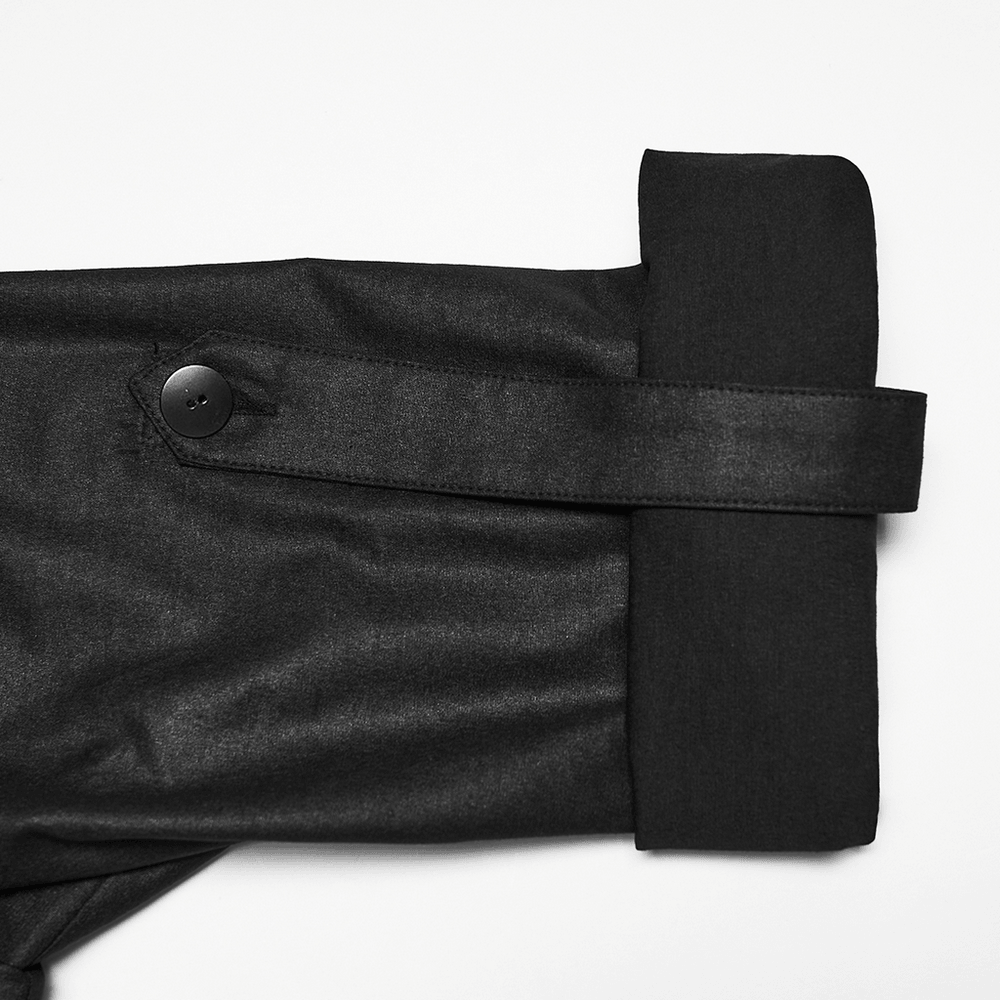 Black Asymmetric Punk Shirt with Hardware Straps