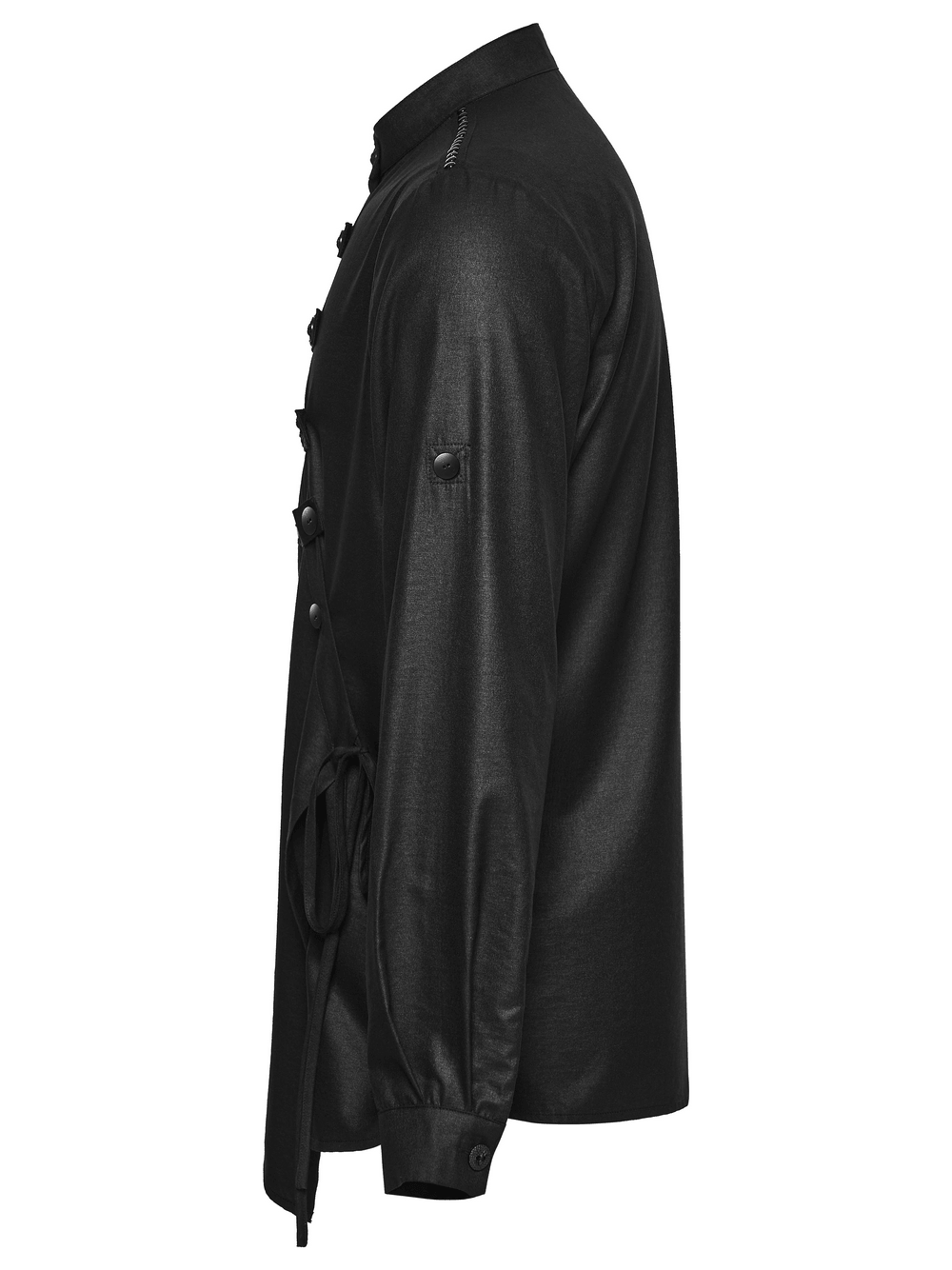 Black Asymmetric Punk Shirt with Hardware Straps