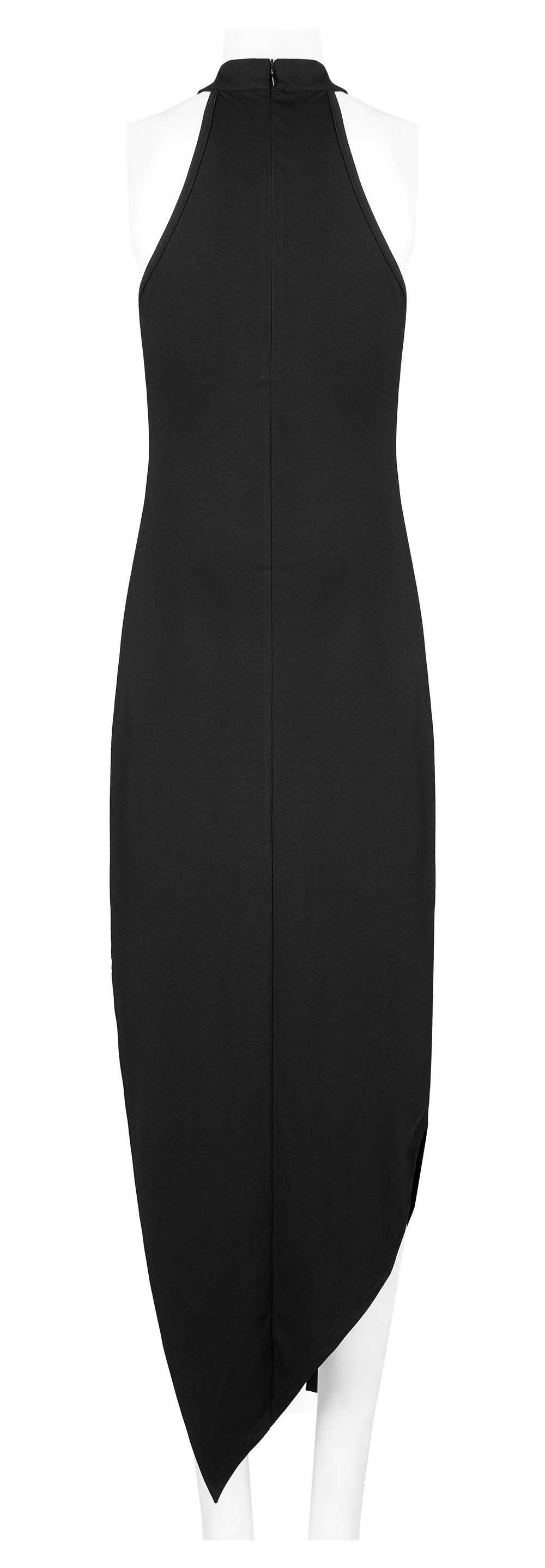 Black Asymmetrical Dress with Punk Cross-Leg Loops