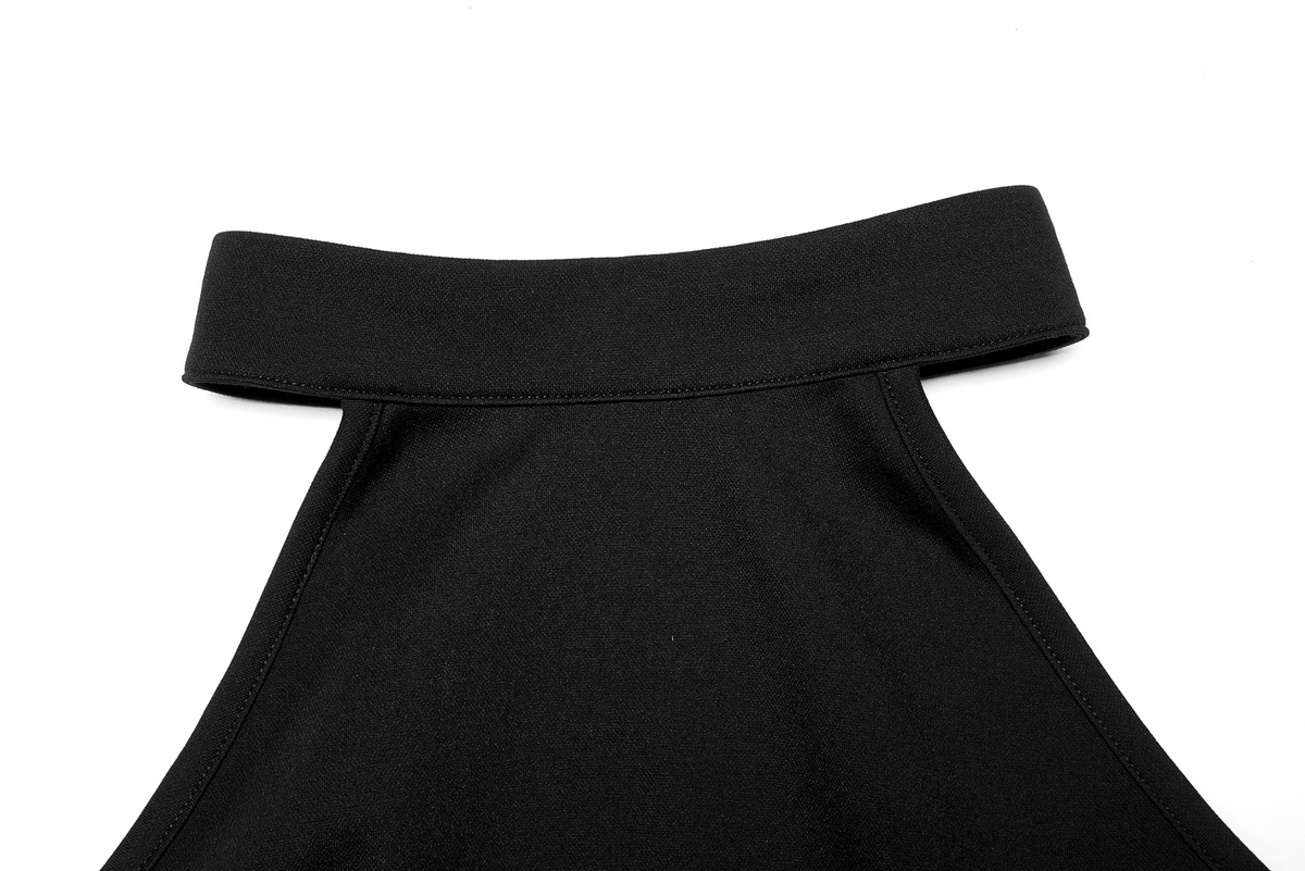 Black Asymmetrical Dress with Punk Cross-Leg Loops
