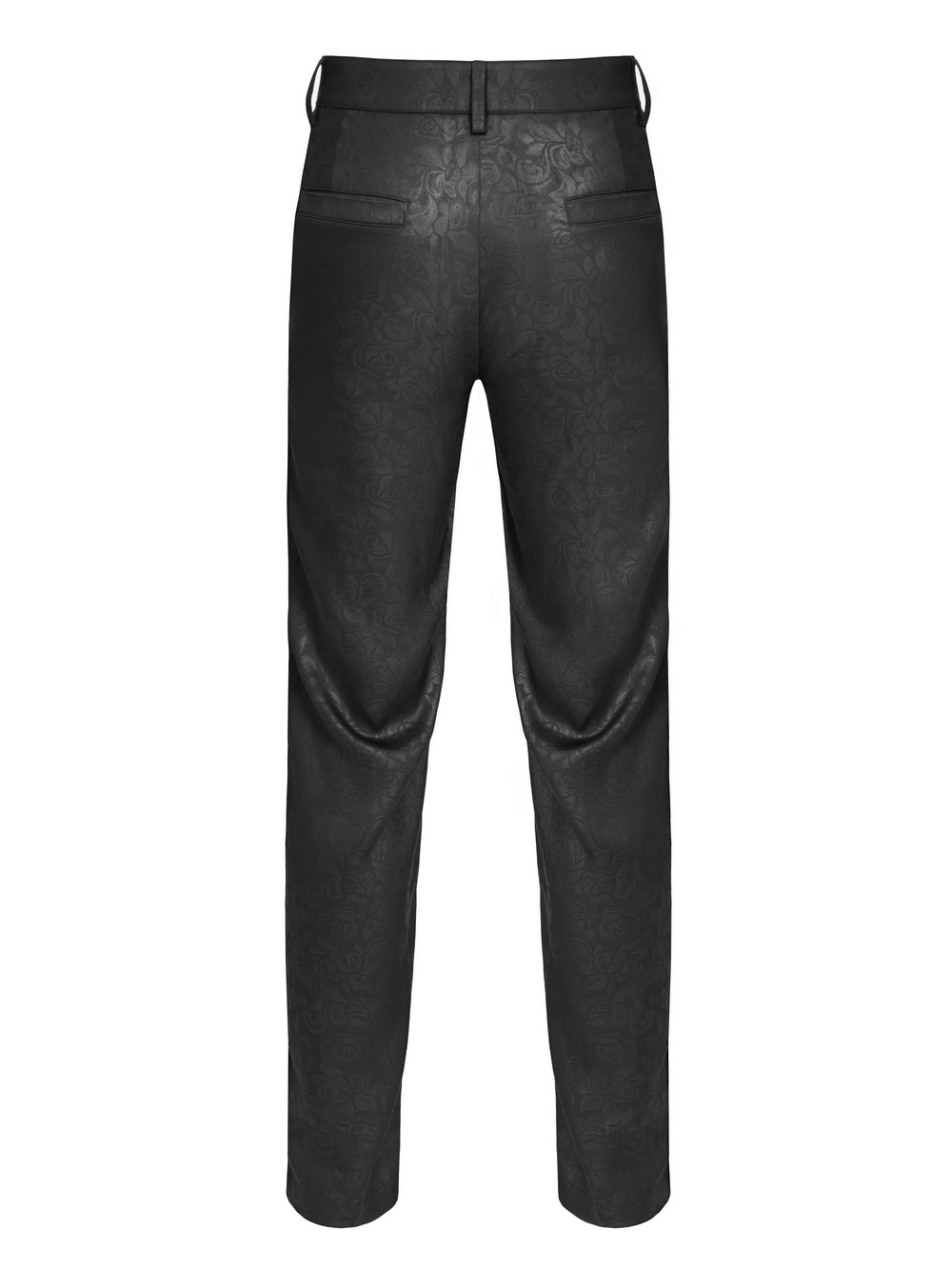 Black Brocade Gothic Pants with Embroidered Details