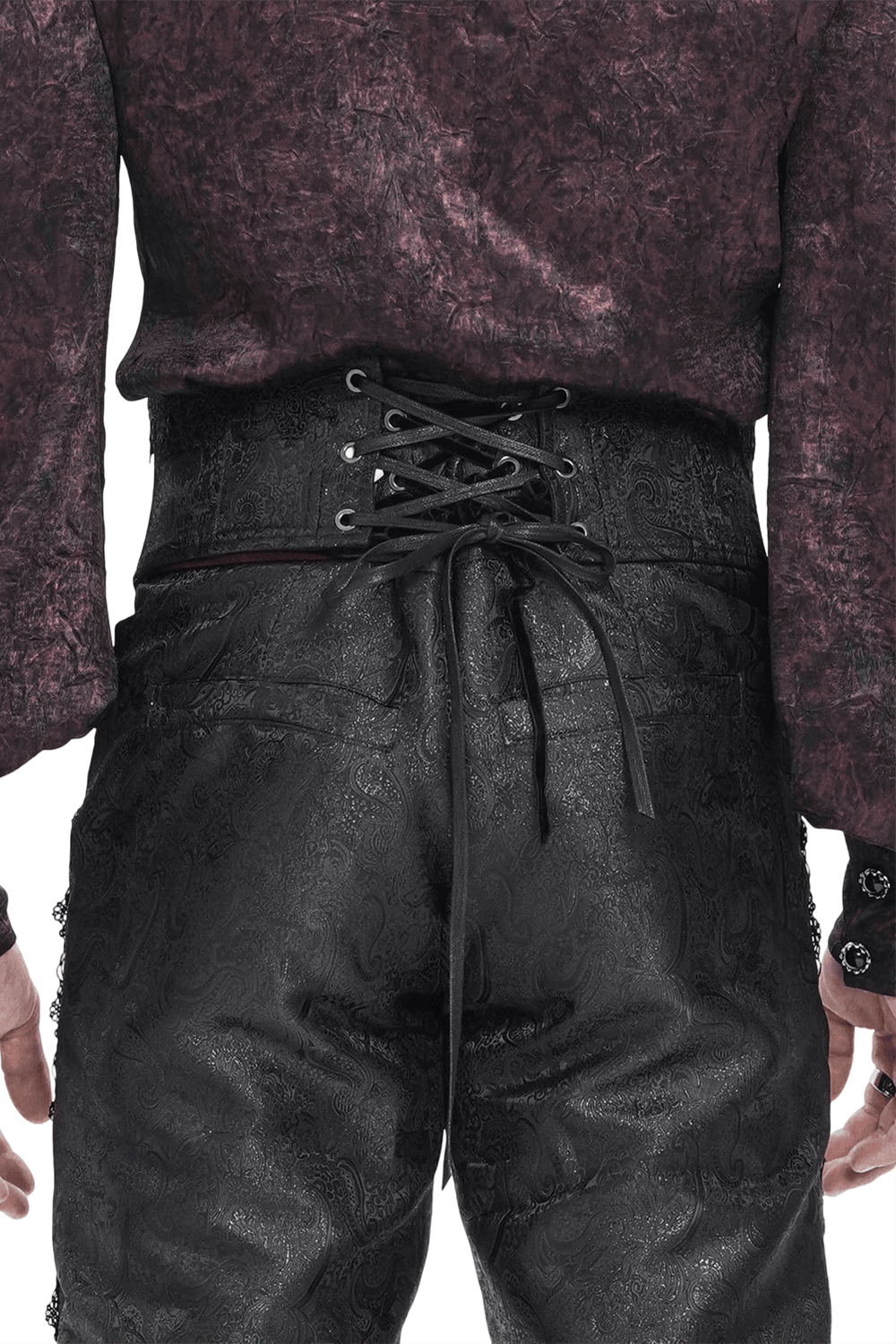 Black Brocade Gothic Waist Corset with Crosses