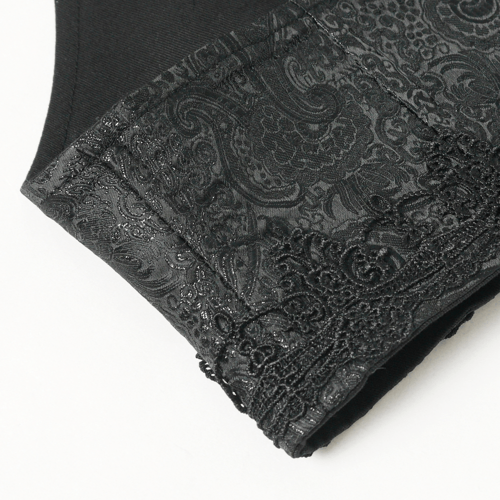 Black Brocade Gothic Waist Corset with Crosses