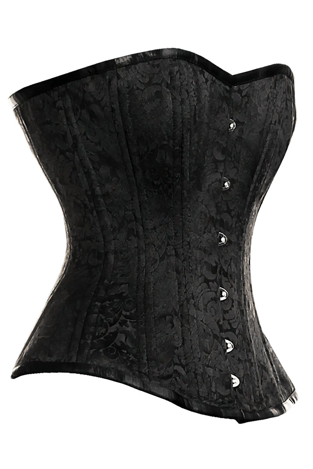 Black Brocade Overbust Steel Boned Waist Trainer Corset