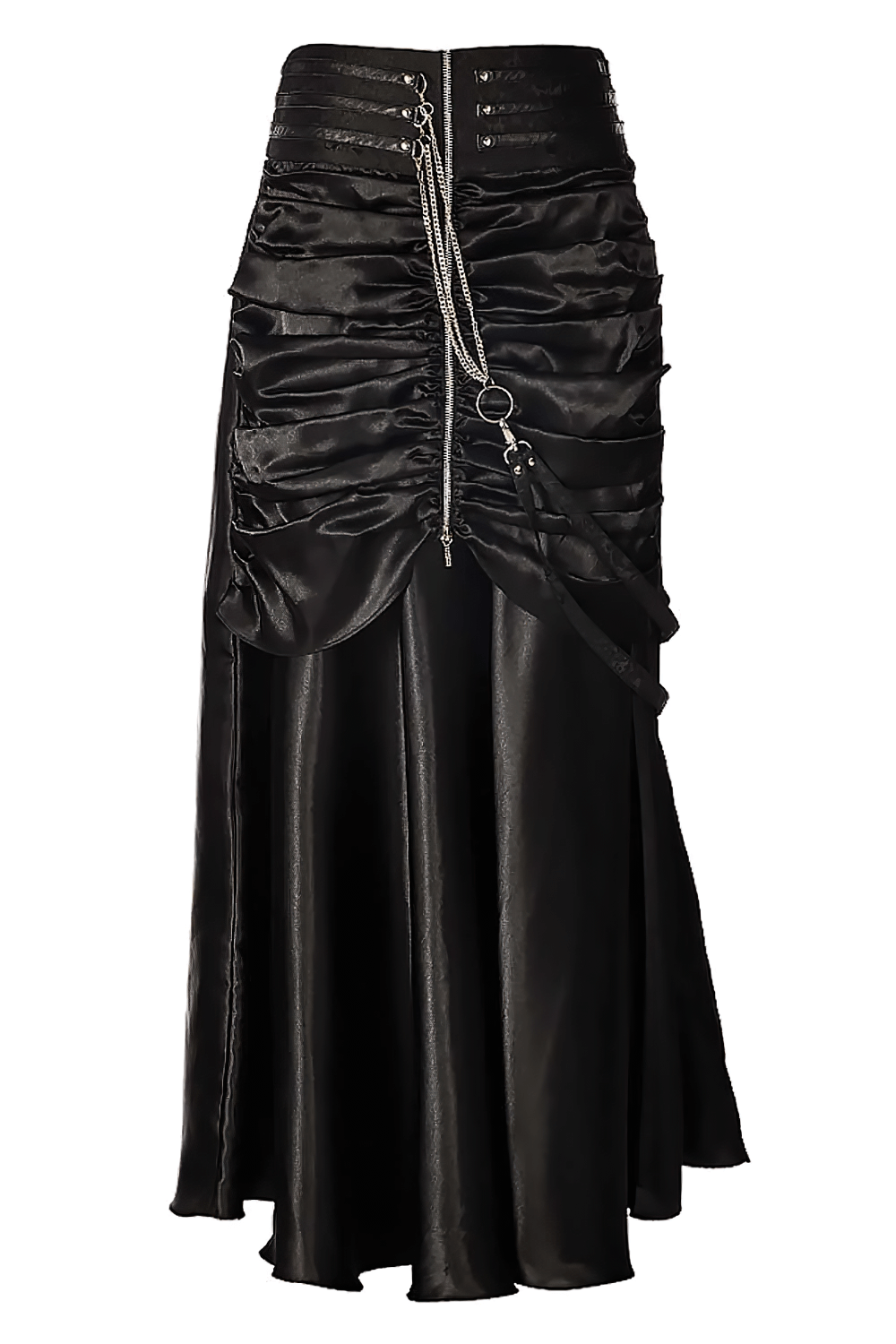 Black Bustle Skirt with Ruched Victorian Maxi Look