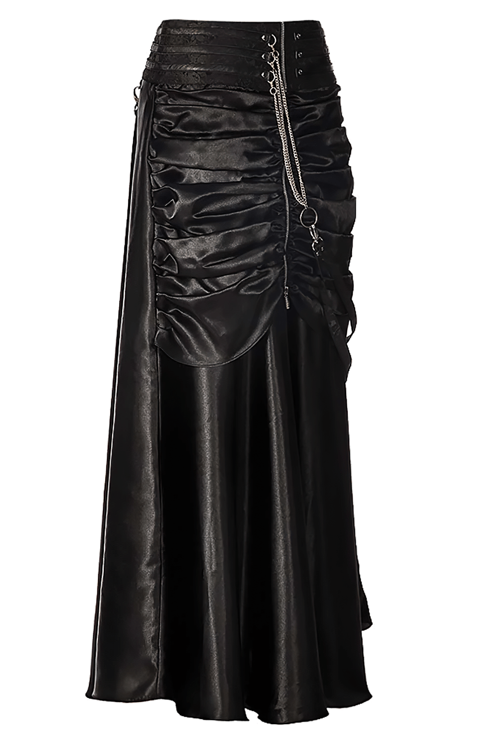 Black Bustle Skirt with Ruched Victorian Maxi Look