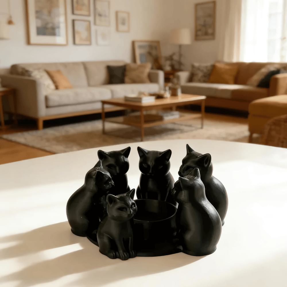 Black Cats Candle Holder for Witchy Accent Decor