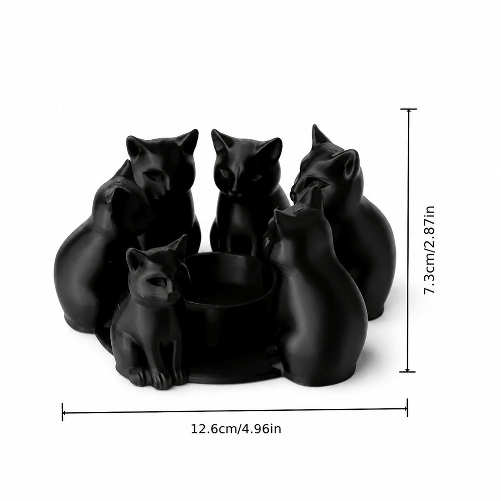 Black Cats Candle Holder for Witchy Accent Decor
