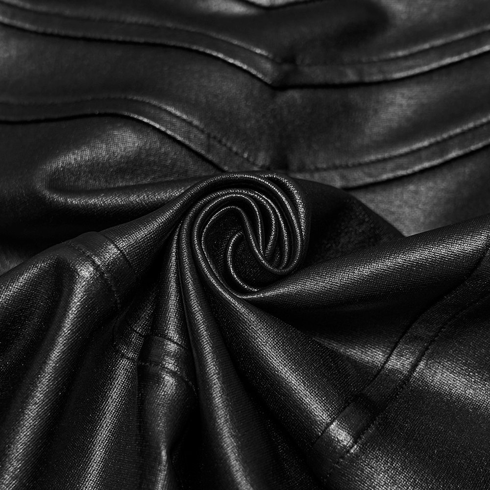 Black Cyberpunk Jacket with Sculpted Bone Shoulder Spikes