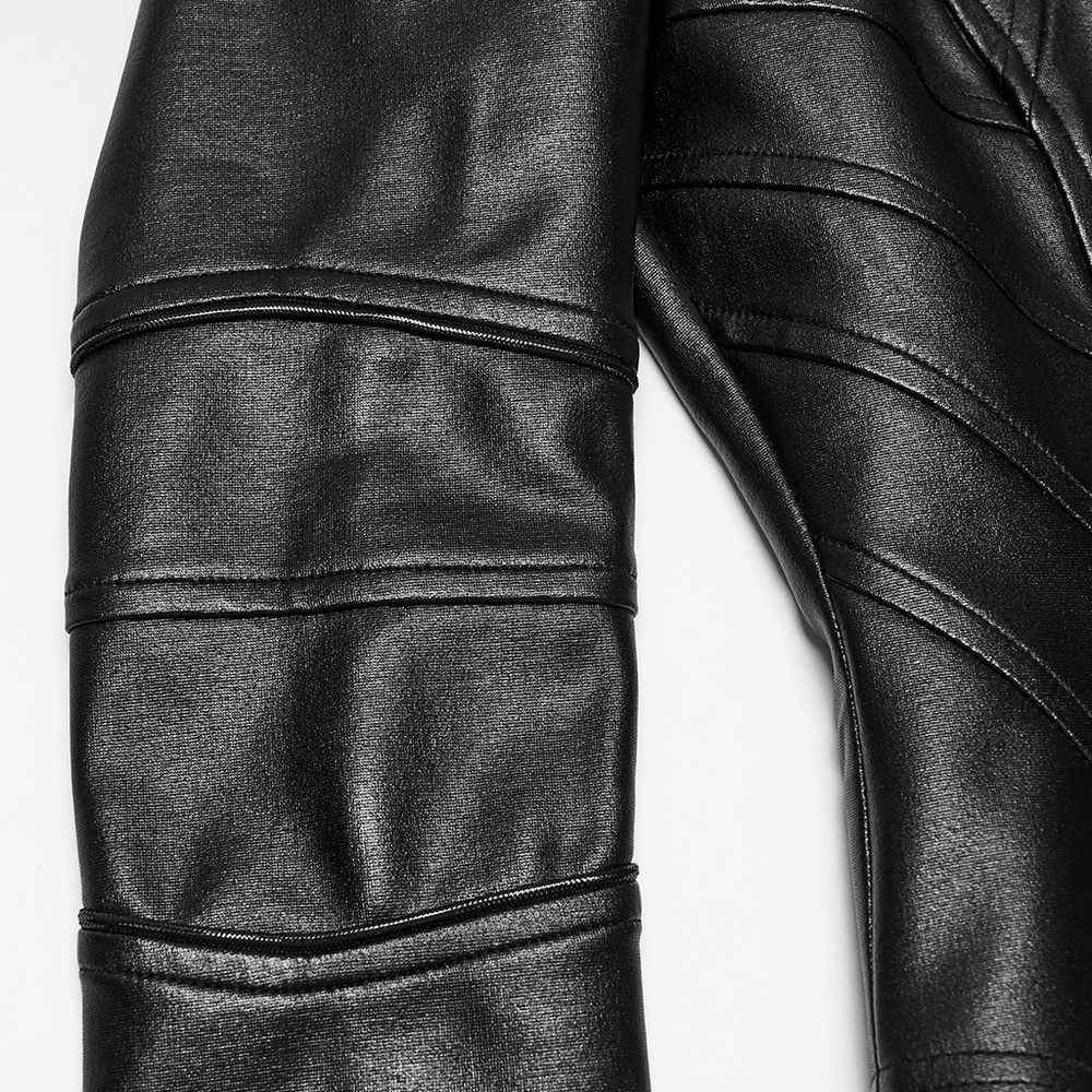 Black Cyberpunk Jacket with Sculpted Bone Shoulder Spikes