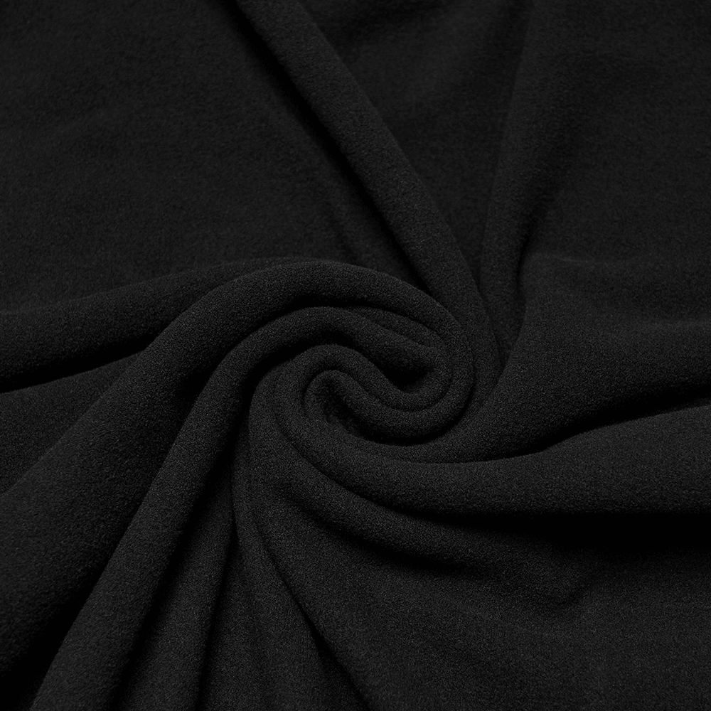 Black Cyberpunk Long Sleeve Top with Textured Panels