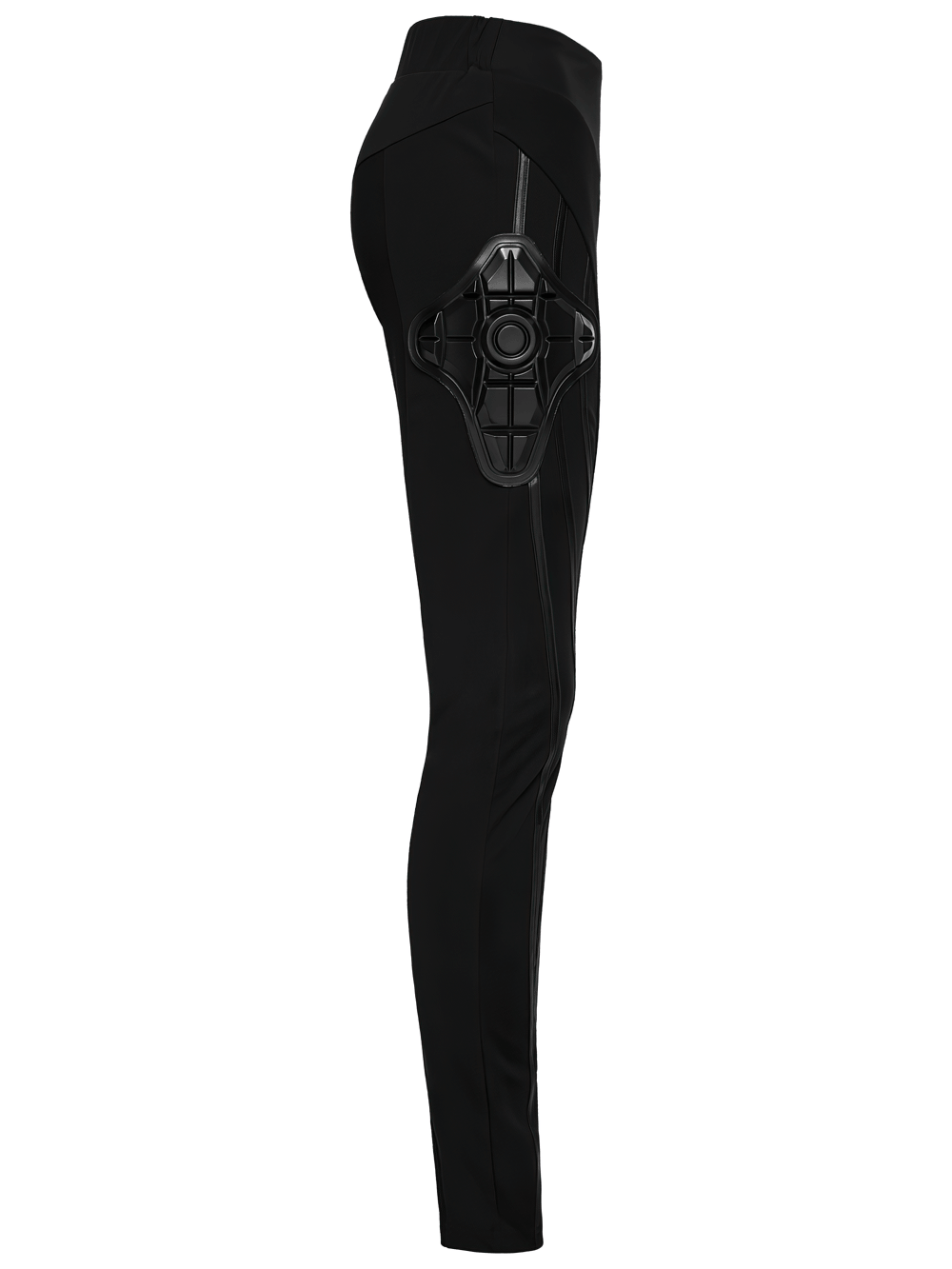 Black Cyberpunk Panel Leggings with 3D Side Armor