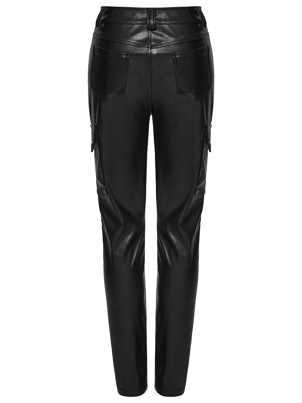Black Cyberpunk Slim Cargo Pants with Pleated Panels