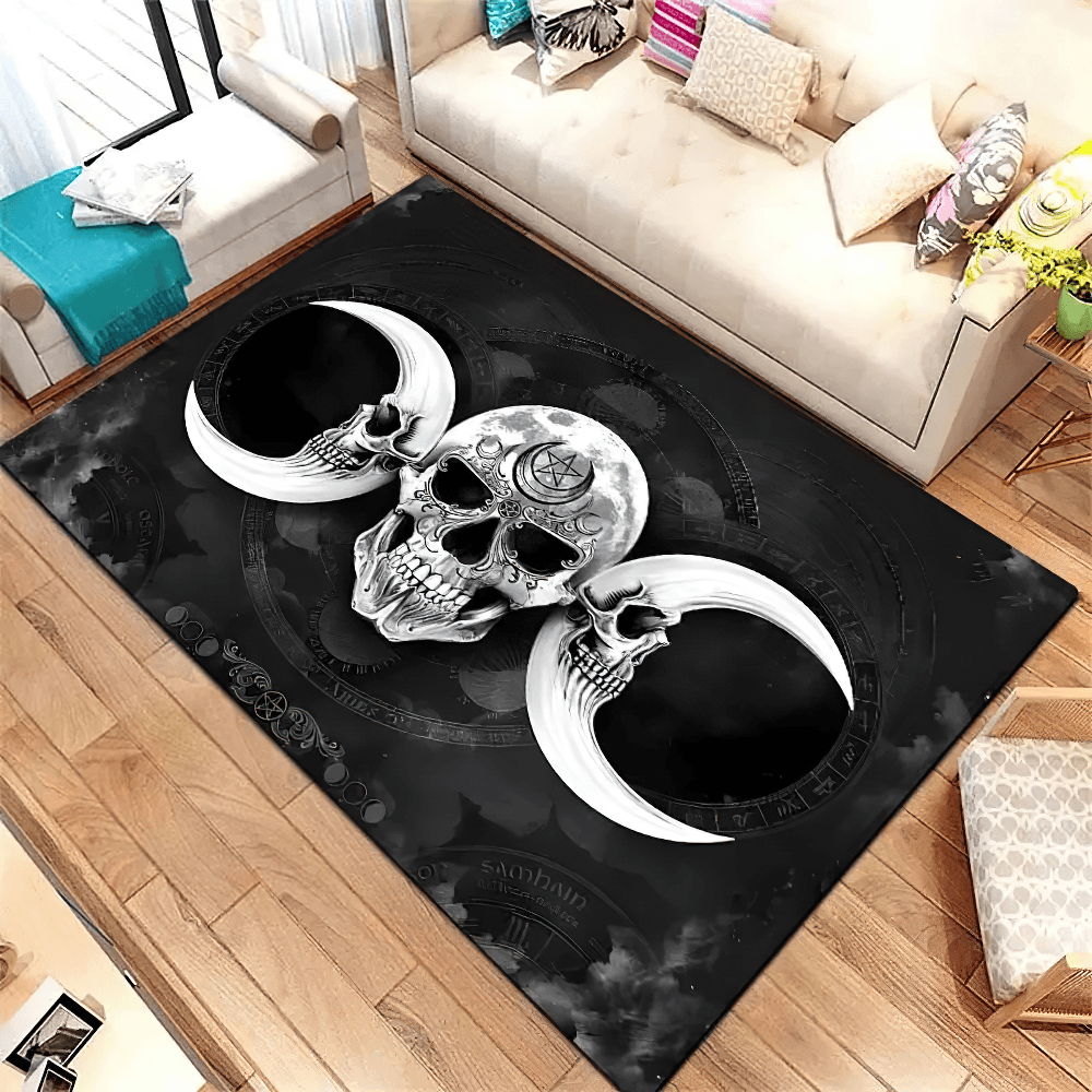 Black Dark Gothic Occult Area Rug for Room Decor