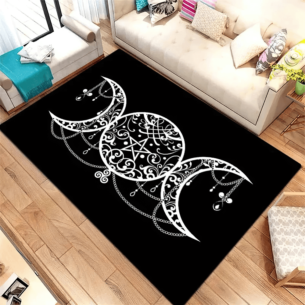 Black Dark Gothic Occult Area Rug for Room Decor