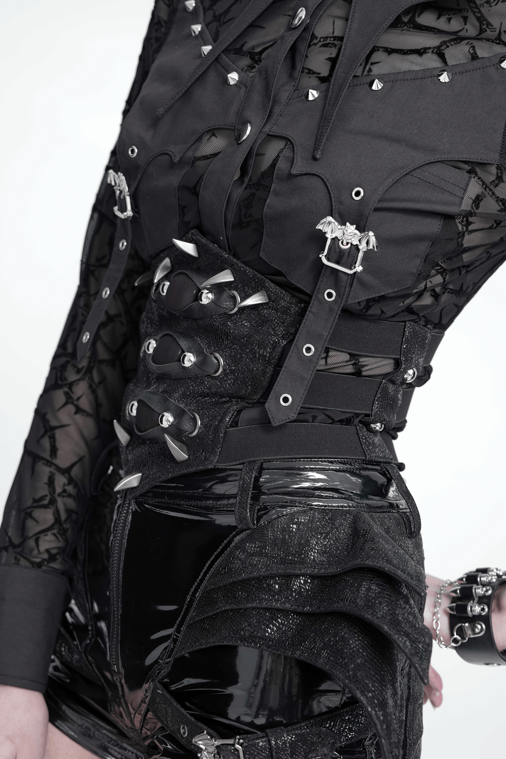 Black Dark Gothic Waist Belt with Red Eye Accents