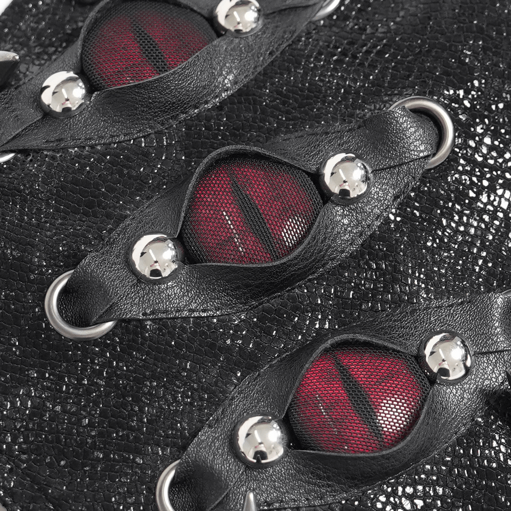 Black Dark Gothic Waist Belt with Red Eye Accents