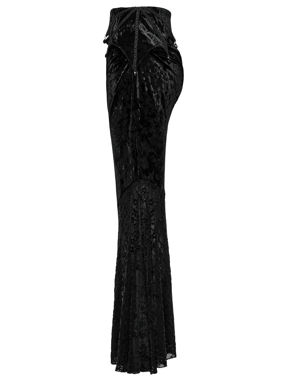 Black Elegant Lace Asymmetrical Skirt with Fishtail Design