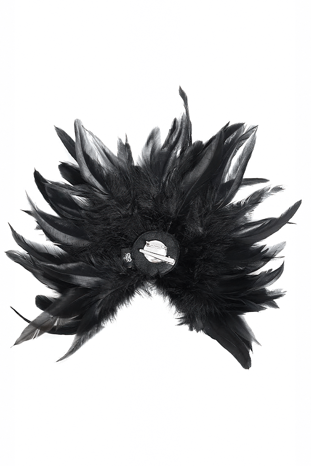 Black Feather Brooch and Hair Clip with Cross Detail