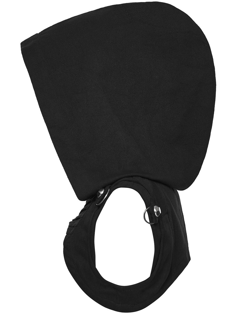 Black Goth Hooded Capelet with Zipper and Stud Details