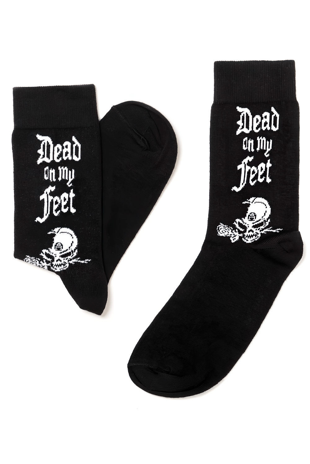 Black Gothic Alchemy Socks with Dead On My Feet Slogan
