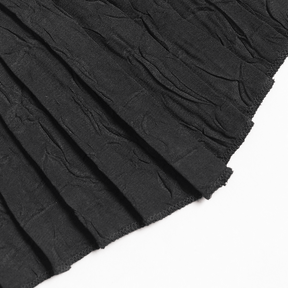 Black Gothic Brocade Shirt with Ruffles and Lace