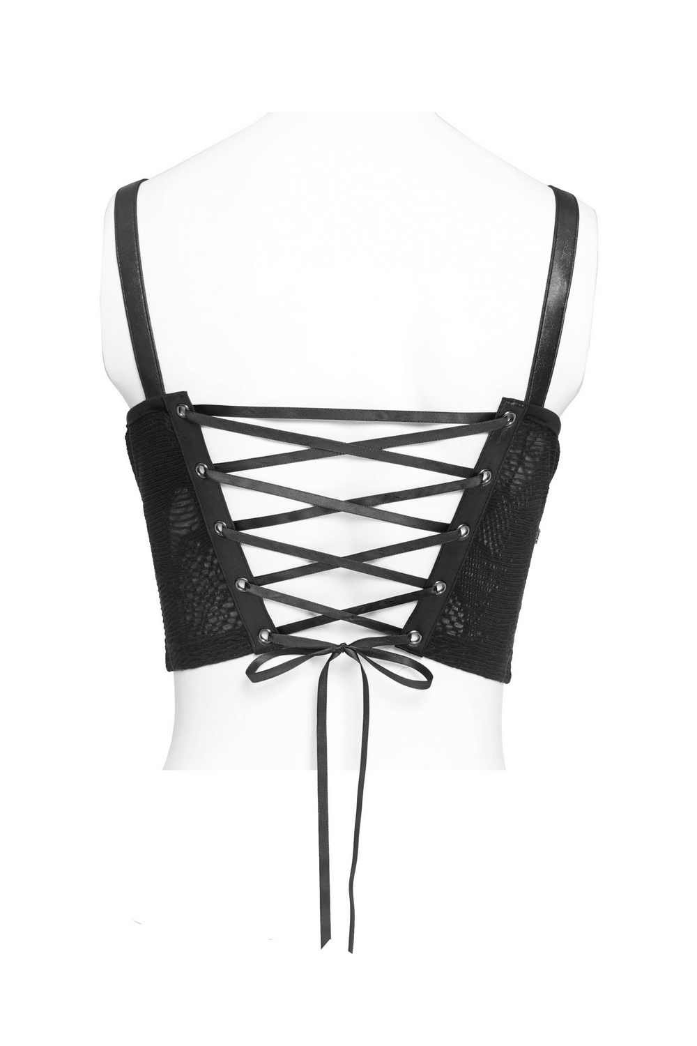 Black Gothic Chain Bustier Top with Lace Up Back