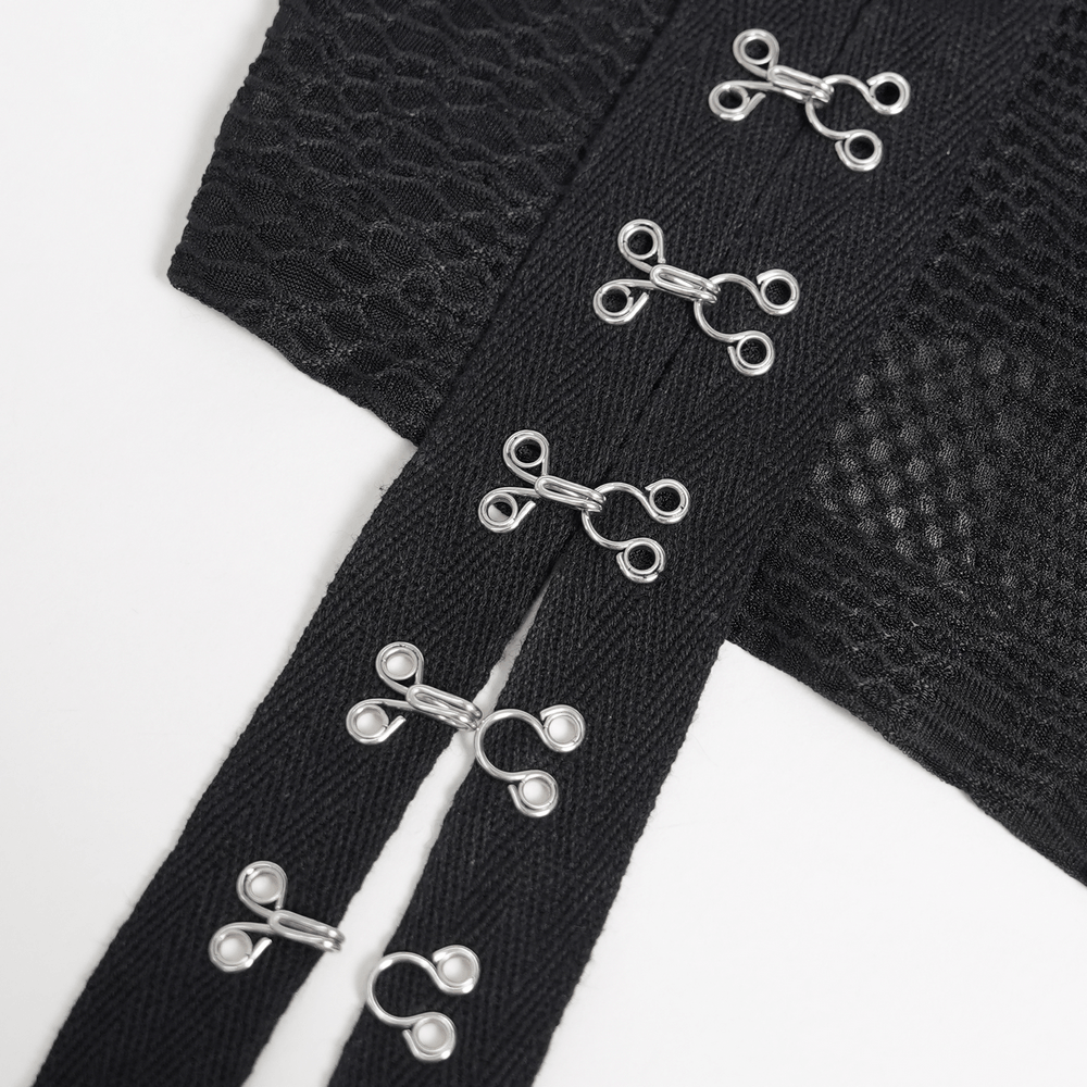 Black Gothic Chain Bustier Top with Lace Up Back