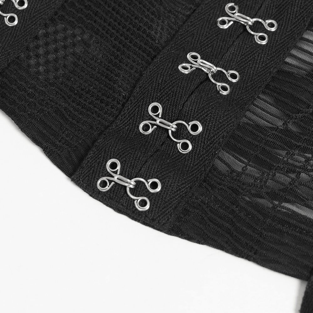 Black Gothic Chain Bustier Top with Lace Up Back