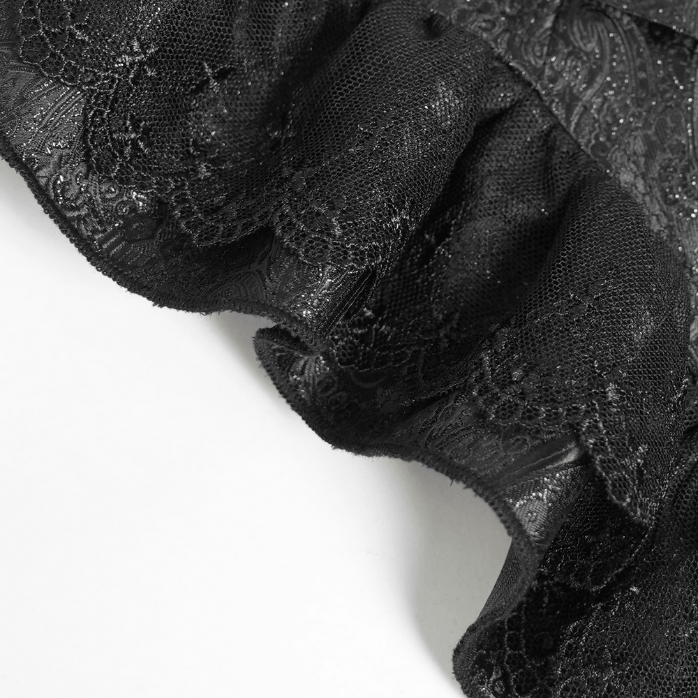 Black Gothic Corset Belt with Ruffles and Buckles